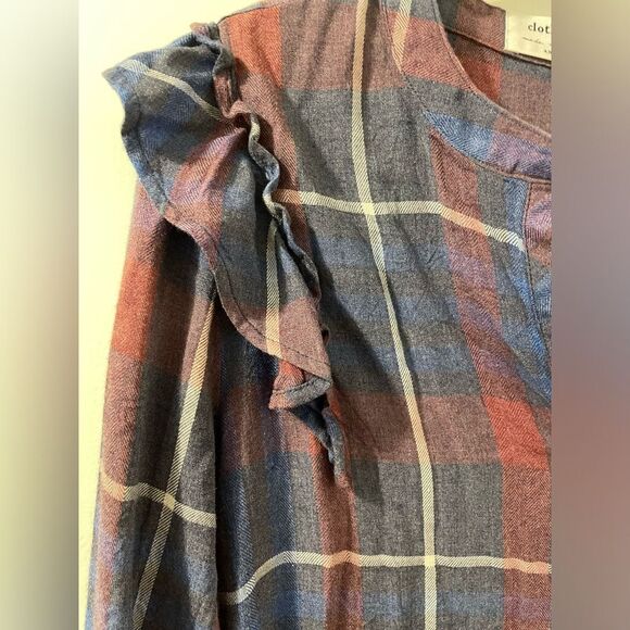 Cloth & Stone for Anthropologie plaid ruffled long sleeve dress in Small - Picture 6 of 8